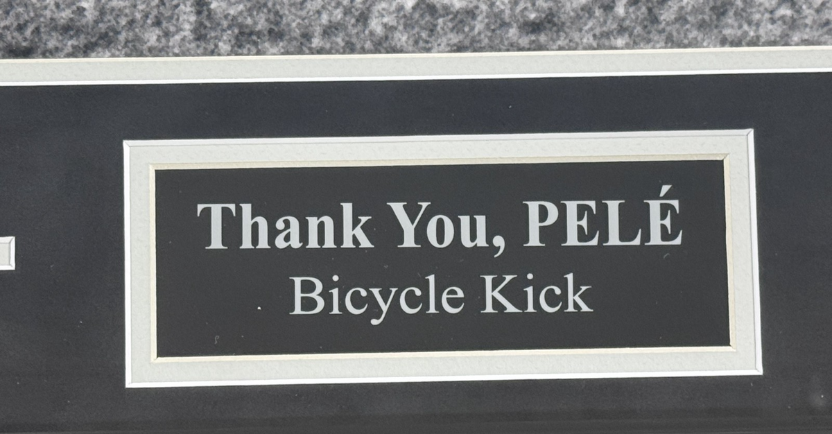 Pele Signed 16x20 Bicycle Kick Photo Framed Suede w/ Plaque Auto Pele Holo COA