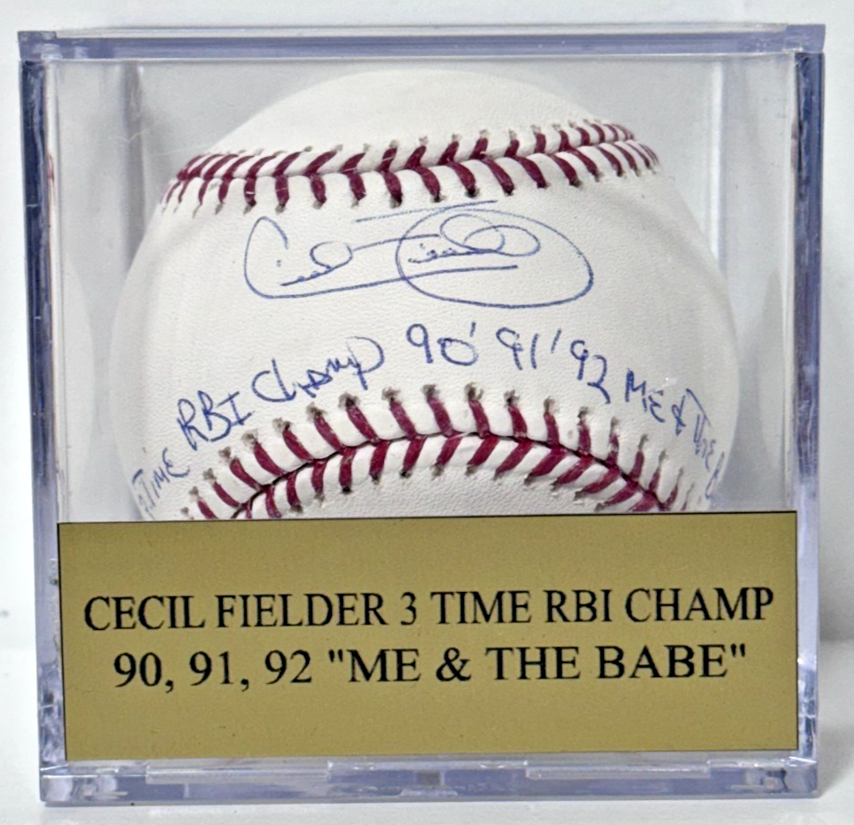 Cecil Fielder Signed Official Baseball RBI Champ Me and Babe Auto Steiner COA