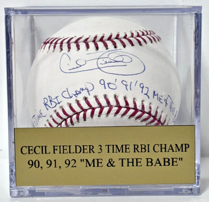 Cecil Fielder Signed Official Baseball RBI Champ Me and Babe Auto Steiner COA