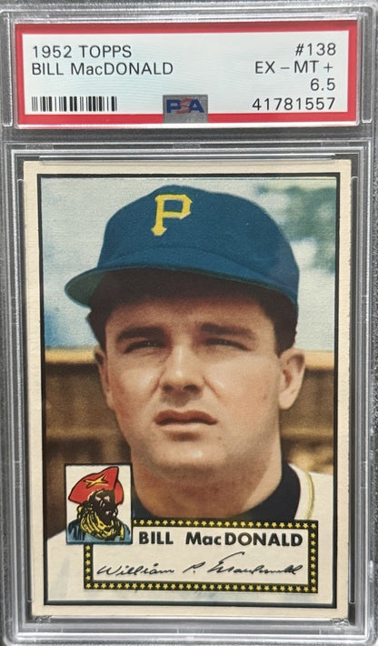 1952 Topps #138 Bill MacDonald PSA 6.5 NICER Dead Centered Low Pop Ex - Mint +
