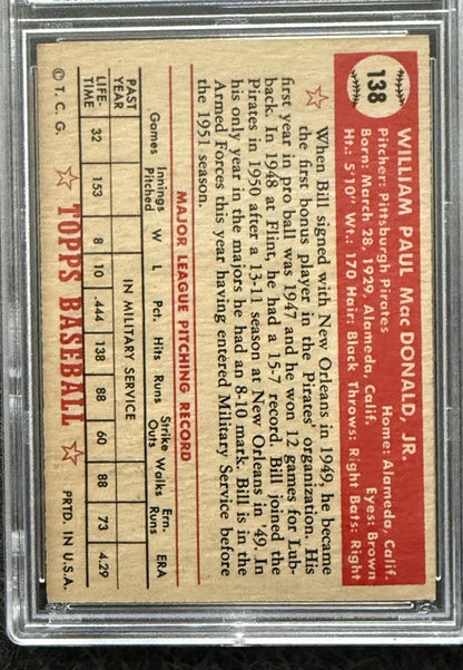 1952 Topps #138 Bill MacDonald PSA 6.5 NICER Dead Centered Low Pop Ex - Mint +