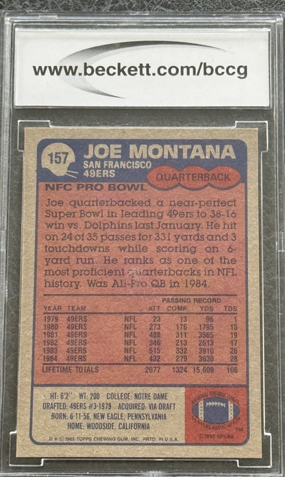 1985 Topps Football Joe Montana #157 BCCG 10 Mint Or Better Beckett HOF Beauty