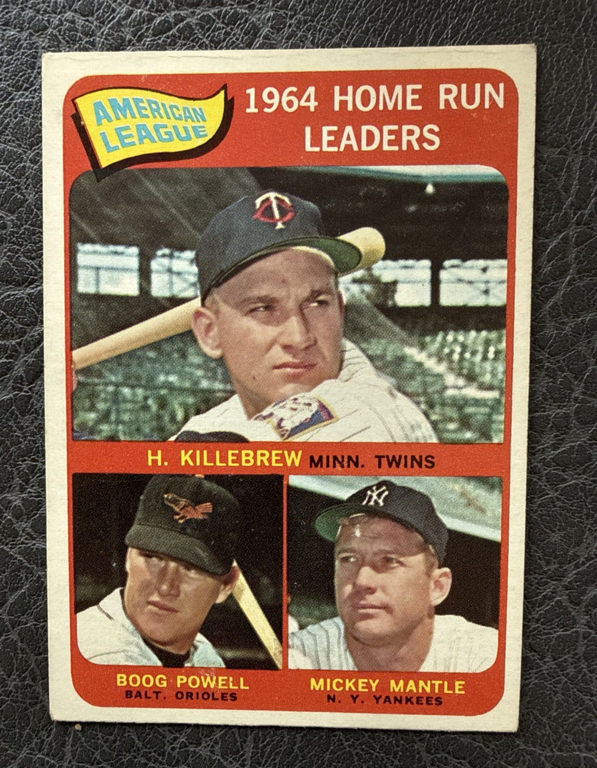 1965 Topps League Leaders Mickey Mantle Harmon Killebrew Boog Powell #3
