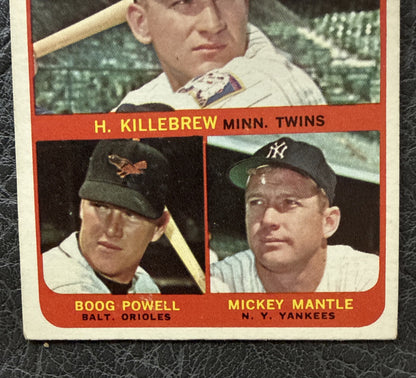1965 Topps League Leaders Mickey Mantle Harmon Killebrew Boog Powell #3