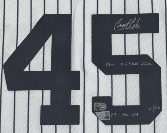 Gerrit Cole Yankees Signed 2023 Cy Young Stat Auto Jersey Framed /23 Fanatics