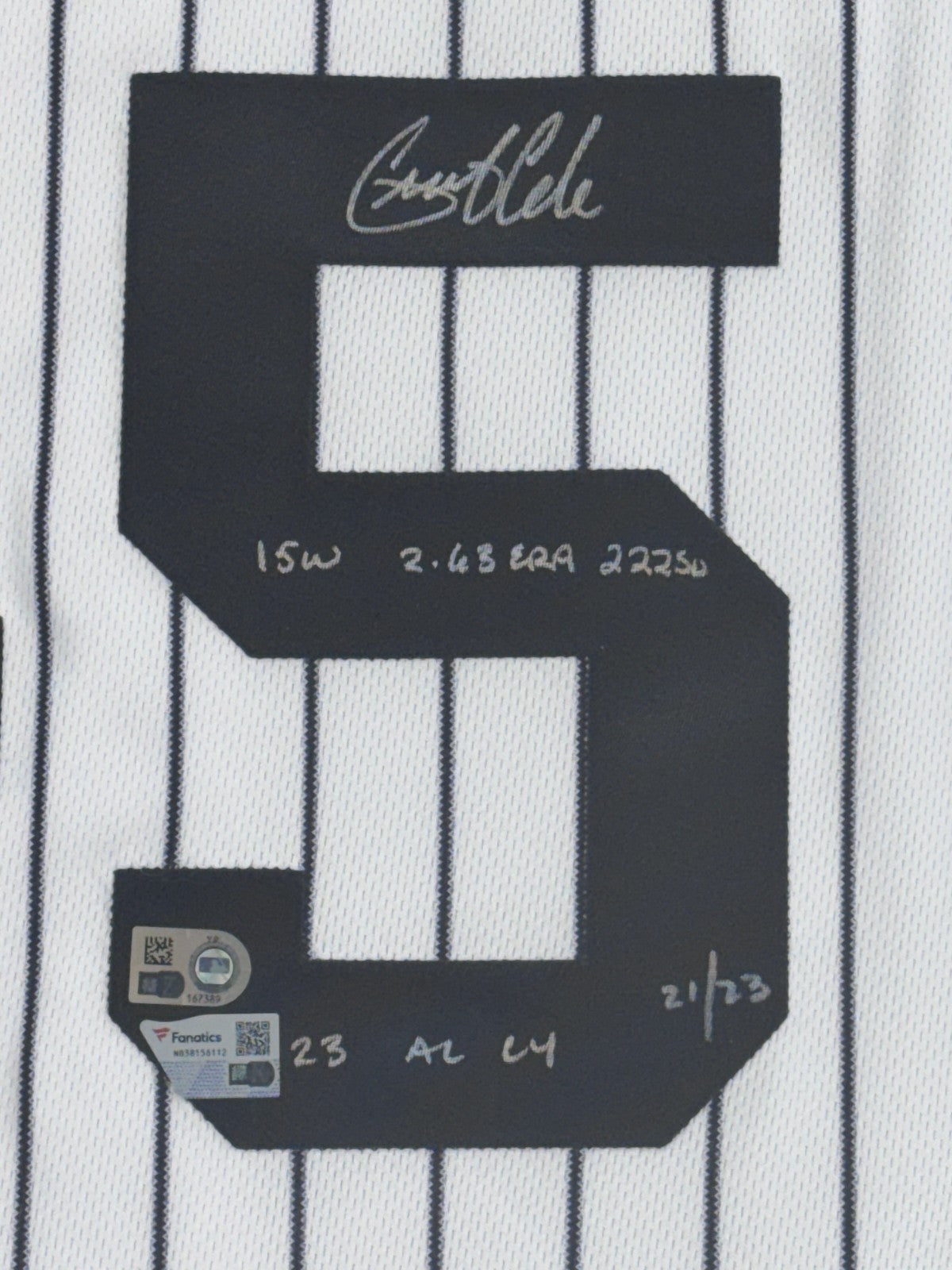 Gerrit Cole Signed Nike Jersey LE/23 Framed 2023 Stats Auto Fanatics COA Yankees