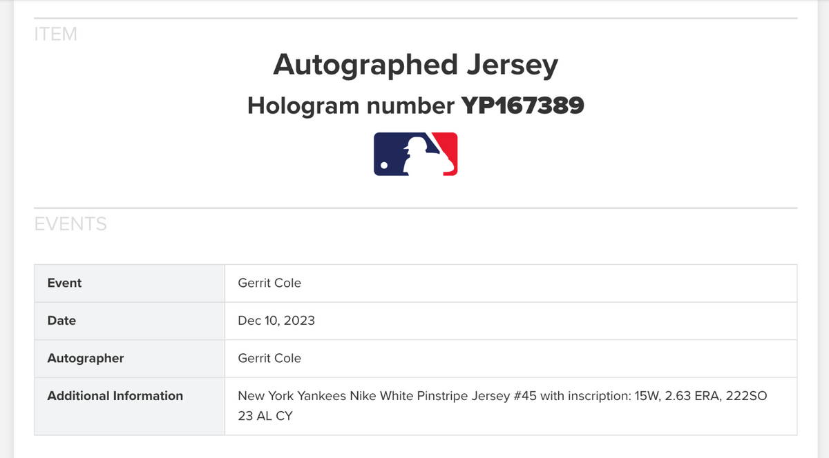Gerrit Cole Signed Nike Jersey LE/23 Framed 2023 Stats Auto Fanatics COA Yankees