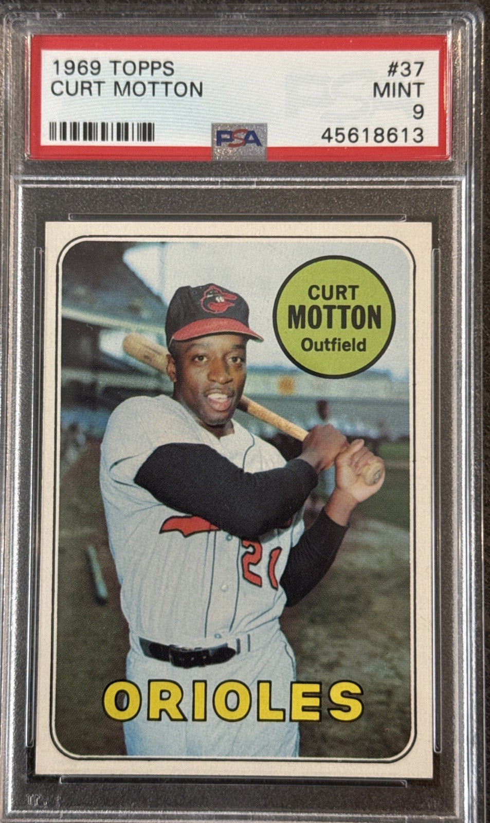 1969 Topps #37 Curt Motton Orioles PSA 9 Mint Centered High End