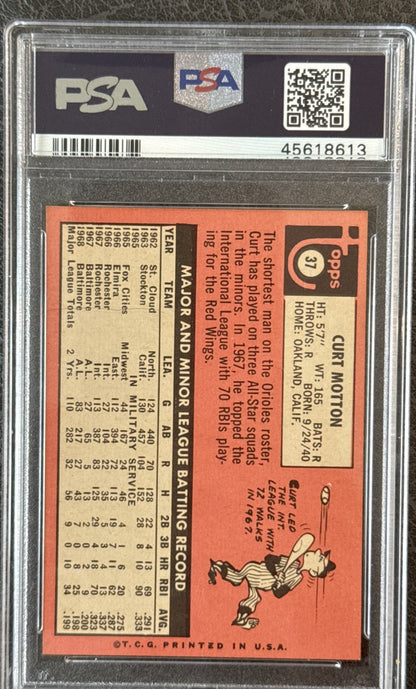 1969 Topps #37 Curt Motton Orioles PSA 9 Mint Centered High End