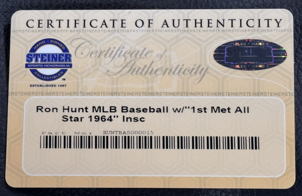 Ron Hunt Mets Signed Official Baseball W/Case 1st Met All Star Auto Steiner COA