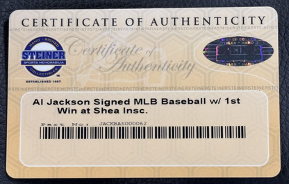 Al Jackson Signed Mlb Baseball 1st Met Win Shea Auto Steiner COA NY Mets W Case