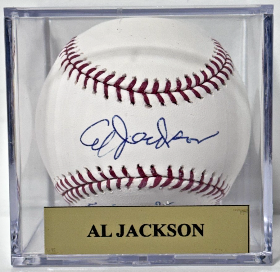 Al Jackson Signed Mlb Baseball 1st Met Win Shea Auto Steiner COA NY Mets W Case
