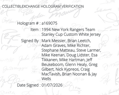 NY Rangers 1994 Stanley Cup Team Signed Jersey 17 Auto Mark Messier Steiner Coa