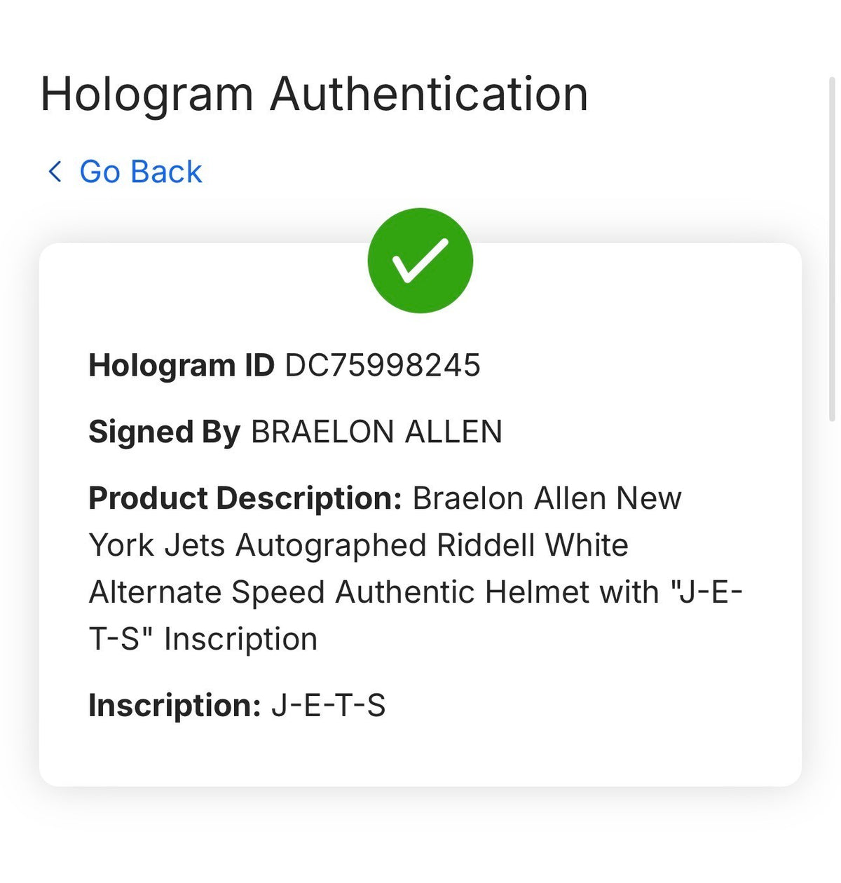 Braelon Allen Signed Riddell NY Jets Speed Authentic Helmet Auto Fanatics COA