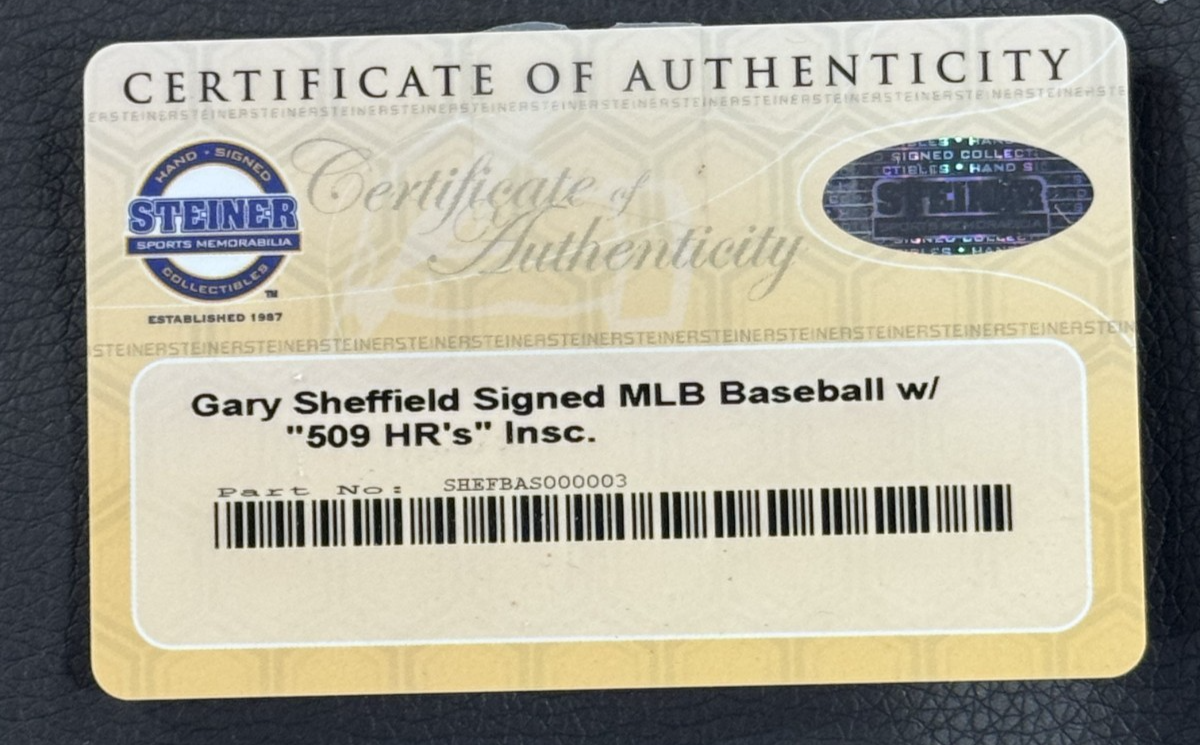 Gary Sheffield Signed Official Mlb Baseball In Case 509 HR’s Auto Steiner COA