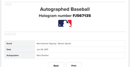 Nick Swisher Signed Official MLB Baseball W/Case Auto Steiner MLB COA NY Yankees