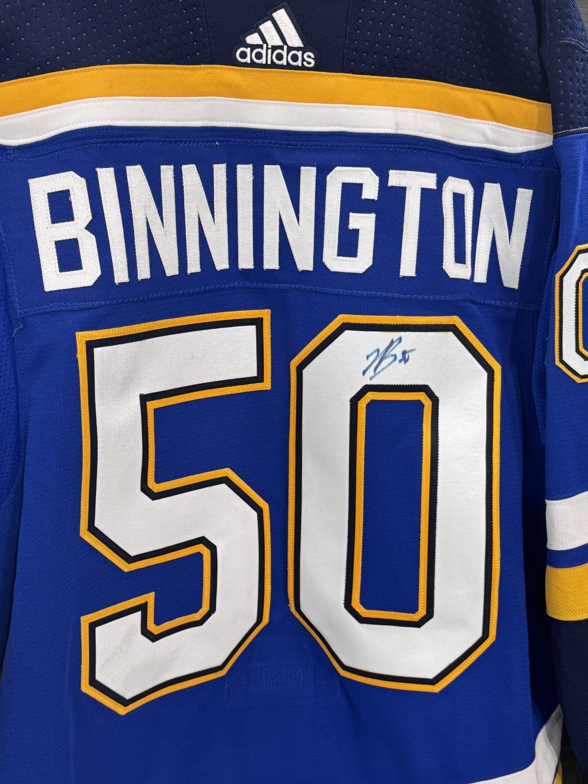 Jordan Binnington Signed St Louis Blues Adidas Authentic Jersey Auto COA Size 56