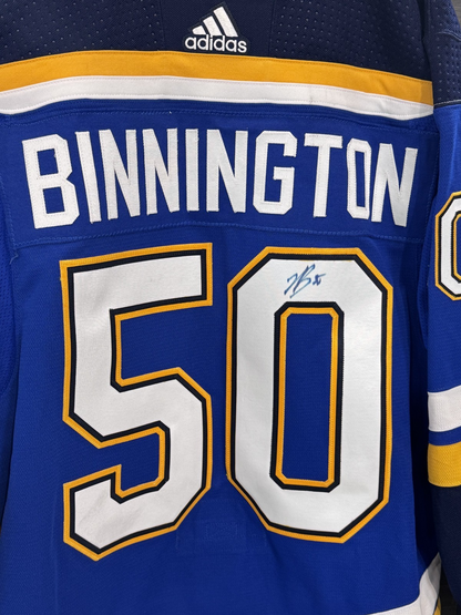 Jordan Binnington Signed St Louis Blues Adidas Authentic Jersey Auto COA Size 56