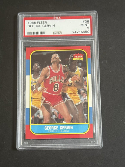 PSA 9 1986 Fleer #36 George Gervin Chicago Bulls MINT  HOF