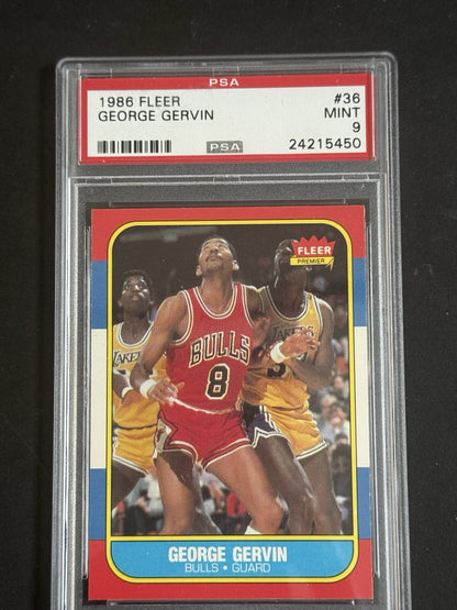 PSA 9 1986 Fleer #36 George Gervin Chicago Bulls MINT  HOF