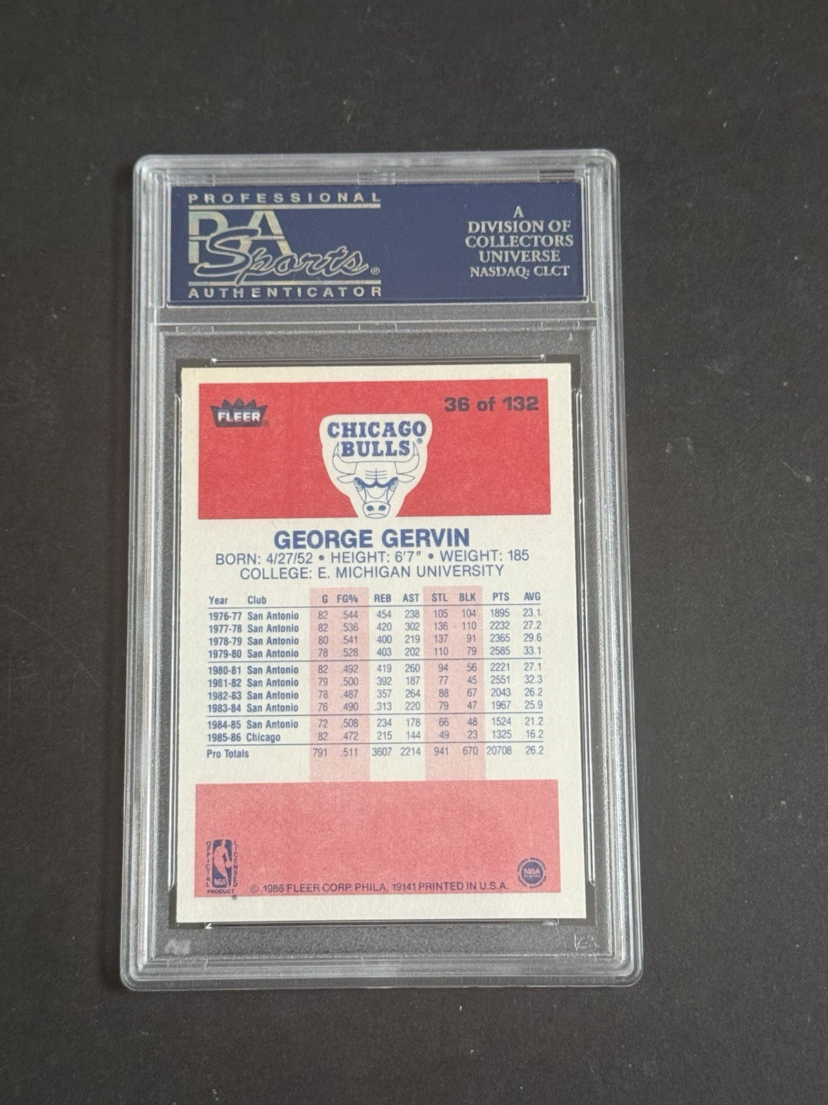 PSA 9 1986 Fleer #36 George Gervin Chicago Bulls MINT  HOF