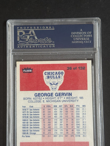 PSA 9 1986 Fleer #36 George Gervin Chicago Bulls MINT  HOF