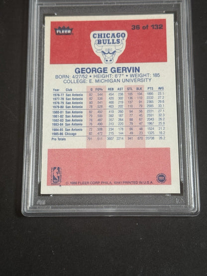 PSA 9 1986 Fleer #36 George Gervin Chicago Bulls MINT  HOF