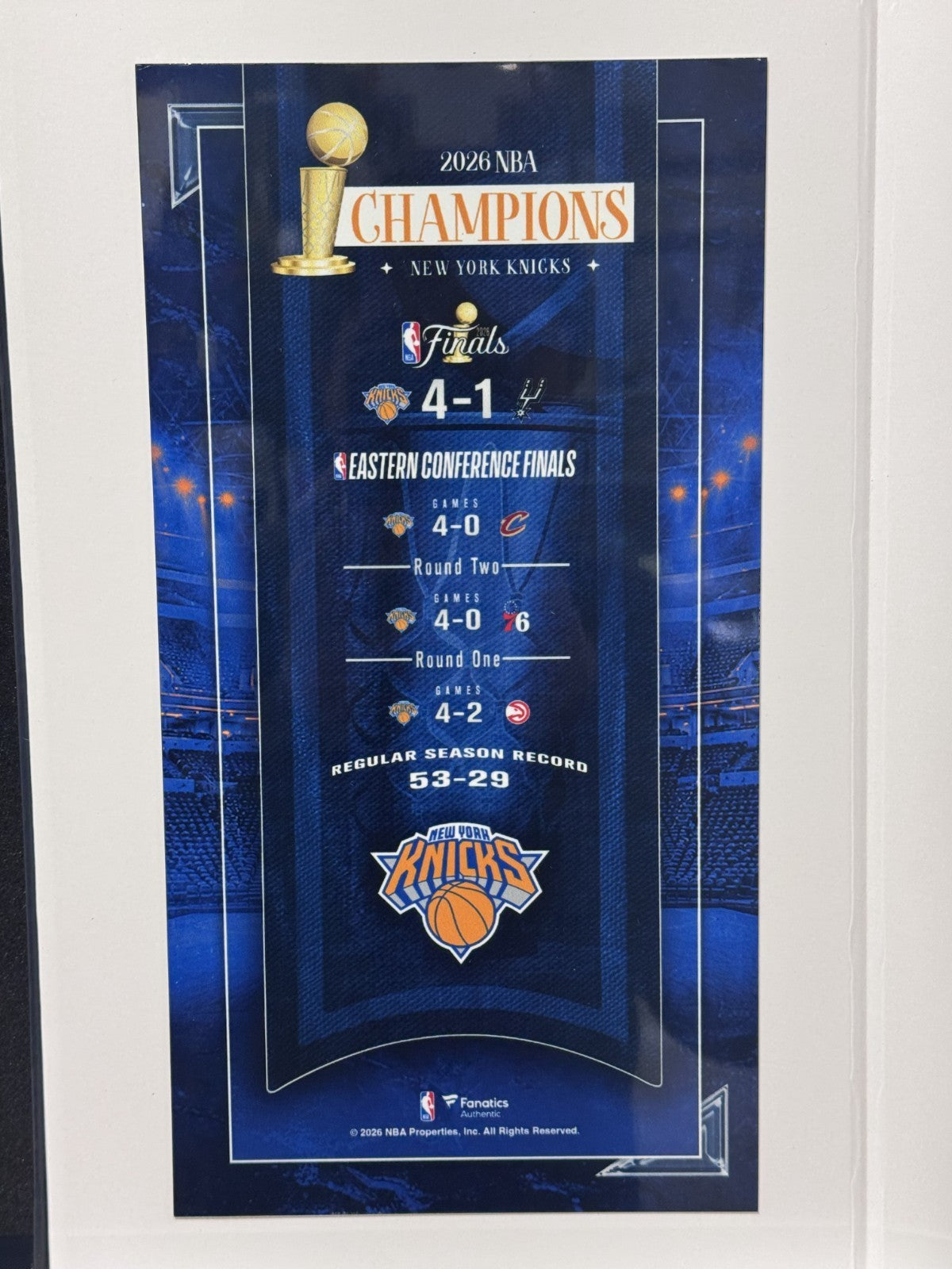 New York Knicks 2026 NBA Finals 12" Larry O'Brien Replica Trophy Brunson MVP