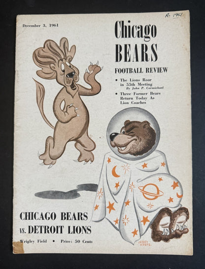 Chicago Bears vs Detroit Lions December 3  1961 Football Program Wrigley Field