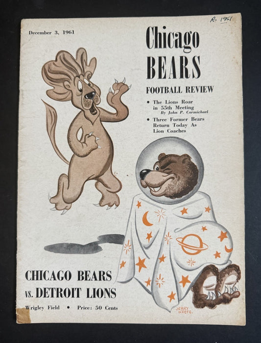 Chicago Bears vs Detroit Lions December 3  1961 Football Program Wrigley Field