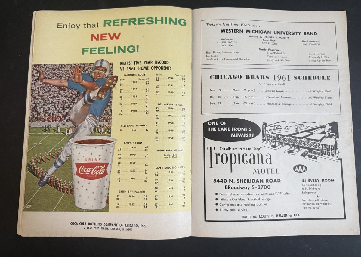Chicago Bears vs Detroit Lions December 3  1961 Football Program Wrigley Field
