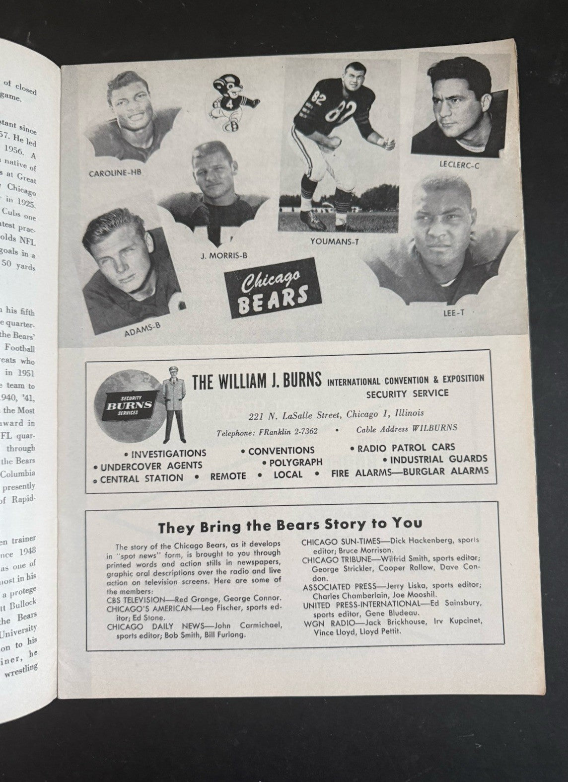 Chicago Bears vs Detroit Lions December 3  1961 Football Program Wrigley Field