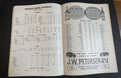 Chicago Bears vs Detroit Lions December 3  1961 Football Program Wrigley Field