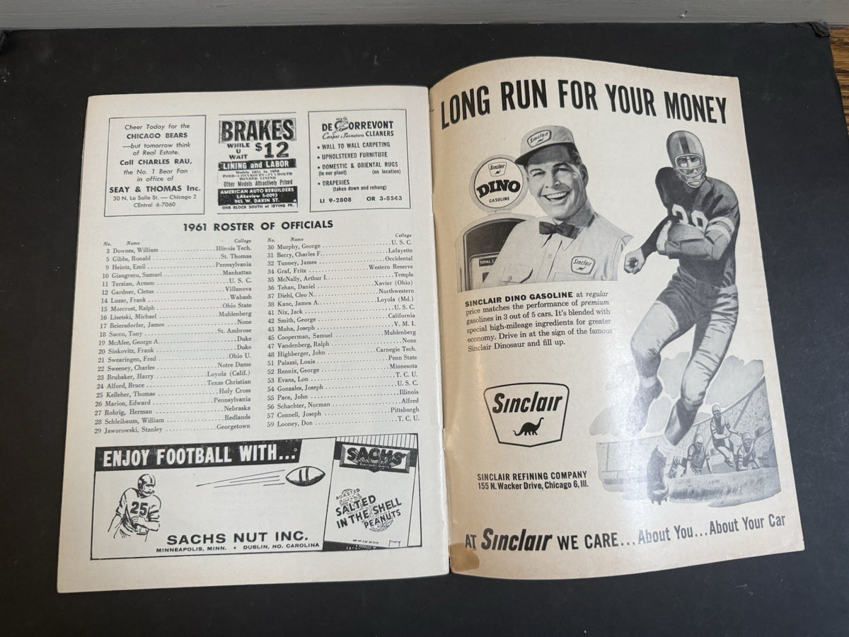 Chicago Bears vs Detroit Lions December 3  1961 Football Program Wrigley Field