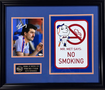 Keith Hernandez Signed 8x10 Photo Framed W/ Original Shea Sign Auto JSA COA Mets