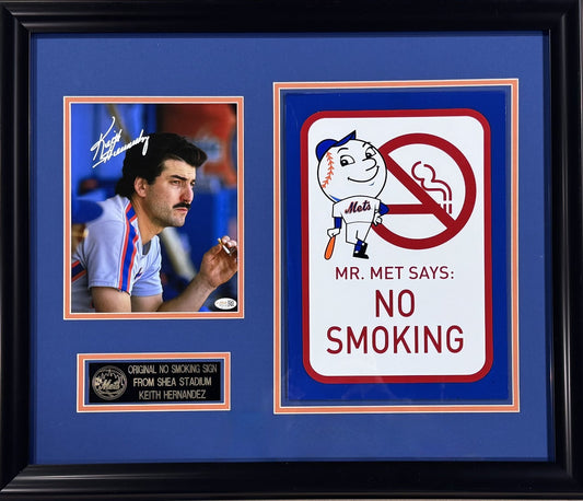 Keith Hernandez Signed 8x10 Photo Framed W/ Original Shea Sign Auto JSA COA Mets