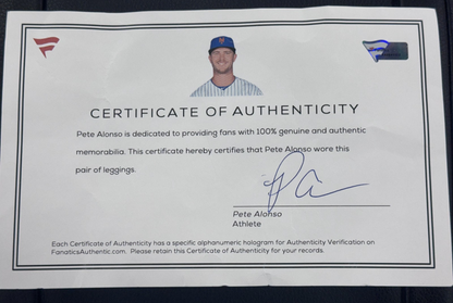 Pete Alonso Signed Game Worn Leggings Auto Fanatics MLB Holo COA NY Mets Orioles