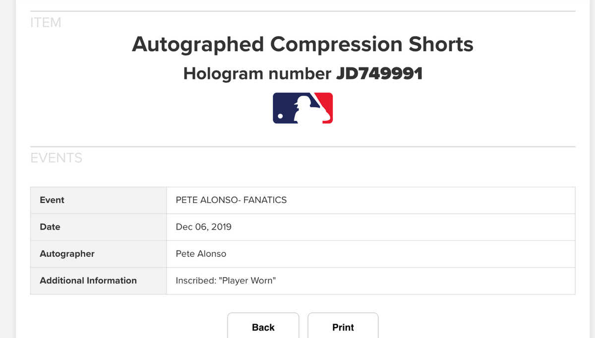 Pete Alonso Signed Game Worn Leggings Auto Fanatics MLB Holo COA NY Mets Orioles