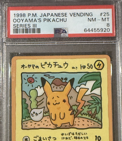 1998 POKEMON JAPANESE VENDING SERIES III #25 OOYAMA'S PIKACHU PSA 8 Nm - Mint