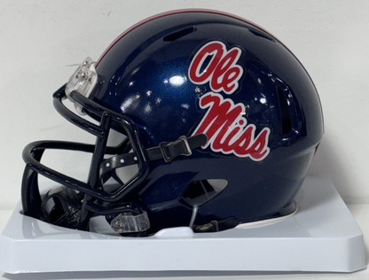 Evan Engram Signed Ole Miss Riddell Mini Helmet Auto JSA COA Broncos Giants