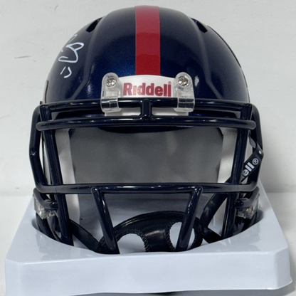Evan Engram Signed Ole Miss Riddell Mini Helmet Auto JSA COA Broncos Giants
