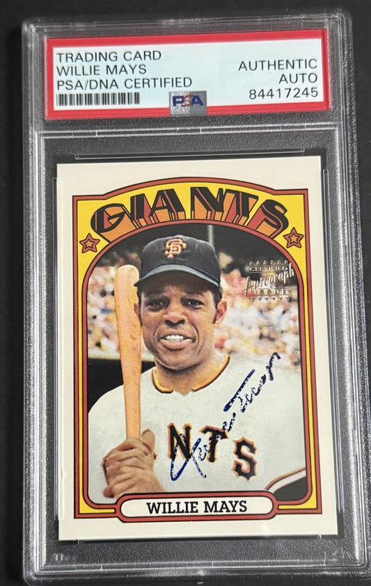 1996 TOPPS 1972 REPRINT WILLIE MAYS Hand Signed CERTIFIED AUTO PSA Coa Hof