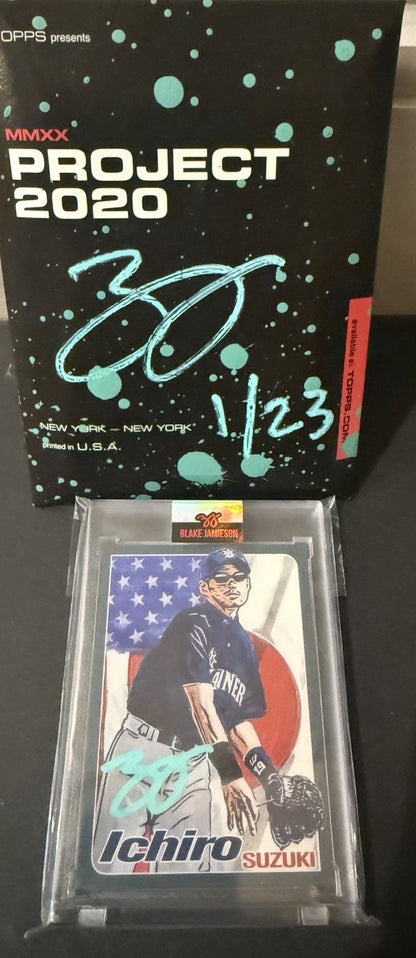Ichiro Suzuki Topps Project 2020 Blake Jamieson Artist Auto /23 Teal HOF