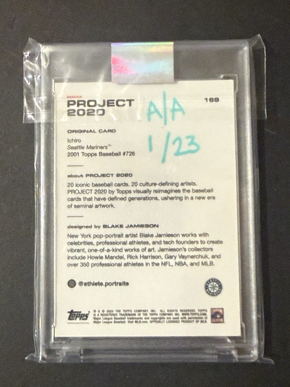 Ichiro Suzuki Topps Project 2020 Blake Jamieson Artist Auto /23 Teal HOF