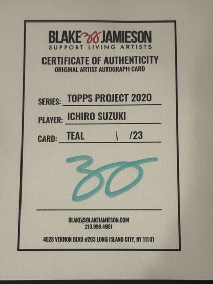 Ichiro Suzuki Topps Project 2020 Blake Jamieson Artist Auto /23 Teal HOF