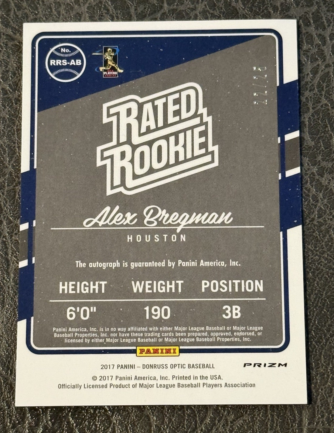 2017 Optic Alex Bregman Rated ROOKIE Signed On Card Mint Auto 22/25 Astros