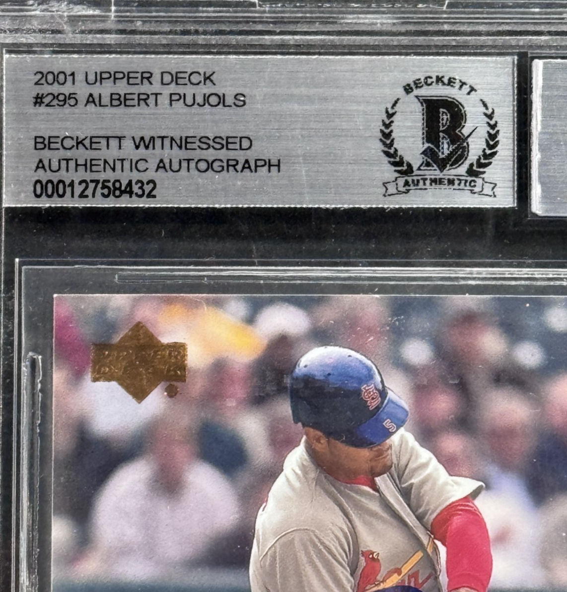 Albert Pujols 2001 Upper Deck #295 Rookie SIGNED BECKETT BAS 10 GEM Mint Auto Rc