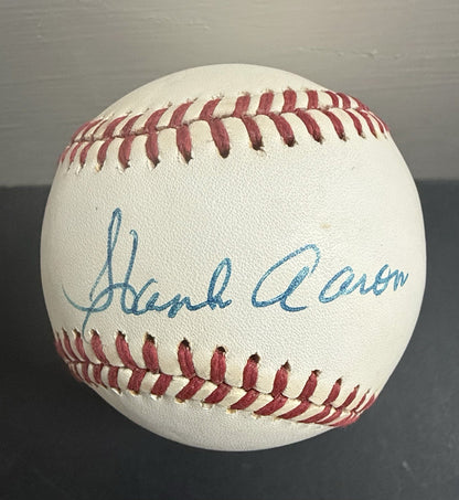 Hank Aaron Signed National League Baseball Bold Auto Braves HOF Psa Coa
