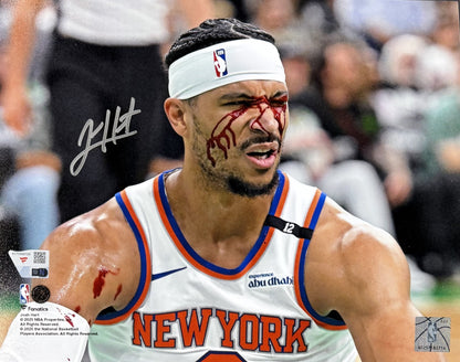 Josh Hart Signed 8x10 Framed Bleeding Playoff Photo NY Knicks Auto Fanatics COA