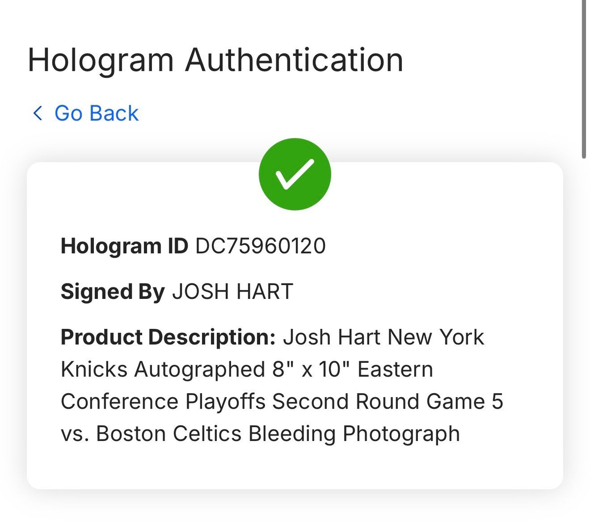 Josh Hart Signed 8x10 Framed Bleeding Playoff Photo NY Knicks Auto Fanatics COA